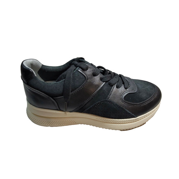 O by Everlane Black The Trainer LaceUp Leather Sneakers Women's Sz 7 Men's 5 NEW - Picture 1 of 12